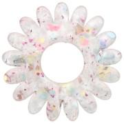 Pendentif fleur marguerite 20 mm en acrylique - Pailleté Jaune - Rose AB x1