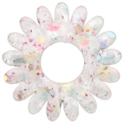 Pendentif fleur marguerite 20 mm en acrylique - Pailleté Jaune - Rose AB x1