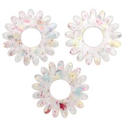 Pendentif fleur marguerite 20 mm en acrylique - Pailleté Jaune - Rose AB x1