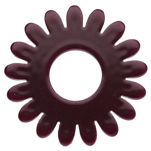 Pendentif fleur marguerite 20 mm en acrylique - Lie de vin x1