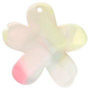 Pendentif fleur 32x30 mm en acétate - Marbré Corail - Jaune - Bleu nacré x1