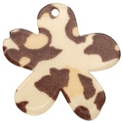 Pendentif fleur 32x30 mm en acétate - Guépard Beige - Marron foncé x1