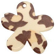 Pendentif fleur 32x30 mm en acétate - Guépard Beige - Marron foncé x1