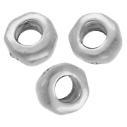 Perles rondelles irrégulières 5 mm - gros trou - Placage Argent fin vieilli x5