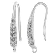 Crochets d'oreilles 20 mm avec oxyde de zirconium & anneau - Placage Argent fin x2
