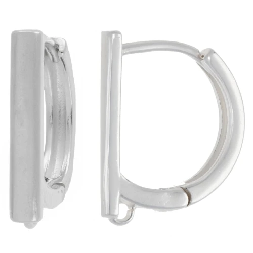 Dormeuses barre 15.5x12 mm avec 1 anneau ouvert - Placage Argent fin x2