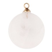 Breloque ronde 15 mm décor soleil - Acier inox 304 Doré - Quartz rose x1