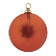 Breloque ronde 15 mm décor soleil - Acier inox 304 Doré - Cornaline teintée x1