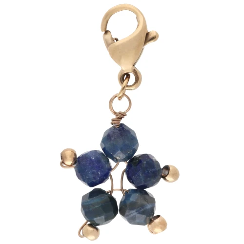 Breloque charms étoile avec fermoir - Acier inox 304 Doré - Lapis lazuli x1