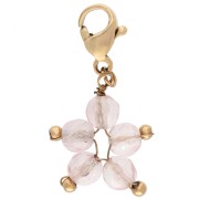Breloque charms étoile avec fermoir - Acier inox 304 Doré Strawberry quartz teinté