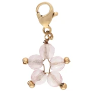 Breloque charms étoile avec fermoir - Acier inox 304 Doré Strawberry quartz teinté
