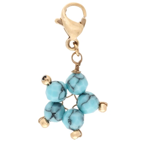 Breloque charms étoile avec fermoir - Acier inox 304 Doré - Imitation Turquoise x1