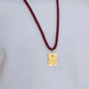 Pendentif rectangle 27.5x18 mm - signe du zodiaque Bélier - Acier inox 304 Doré x1