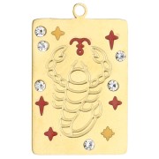 Pendentif rectangle 27.5x18 mm - signe du zodiaque Scorpion - Acier inox 304 Doré|raw }}