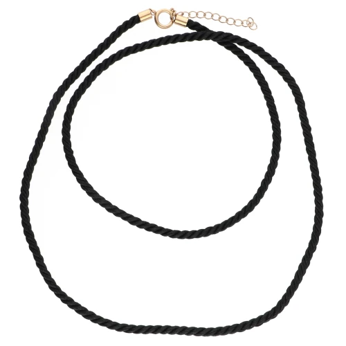 Sautoir cordon torsadé en polyester 4 mm - Acier inoxydable 304 - Noir x1