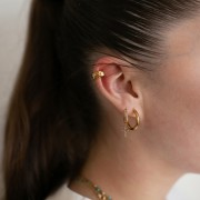 Ear cuff - Bague d'oreille large effet ondulé 12 mm - Acier inoxydable 304 doré x1