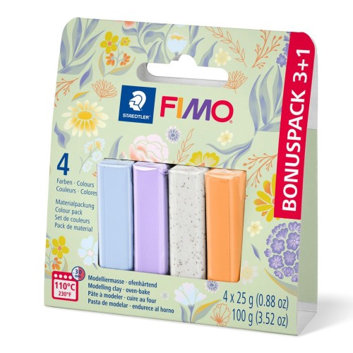 Assortiment de 4 couleurs de Pâte Fimo Soft et Effect - Floral x1
