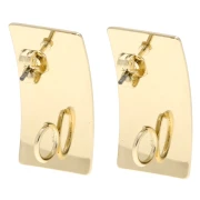 Clous d'oreilles rectangle 25x13 mm avec anneau ouvert - Doré x2