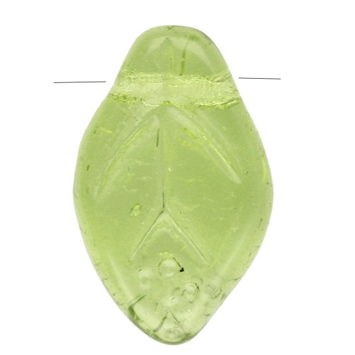 Perles feuilles en verre tchèque 12x8 mm - Olivine x6