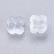 Poussoirs silicone 6 mm forme trèfle pour clous d'oreilles - Transparent x10