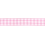 Ruban vichy 10 mm en polyester - Rose - Blanc x1m