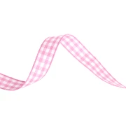 Ruban vichy 10 mm en polyester - Rose - Blanc x1m