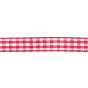 Ruban vichy 10 mm en polyester - Rouge - Blanc x1m