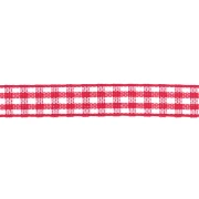 Ruban vichy 10 mm en polyester - Rouge - Blanc x1m