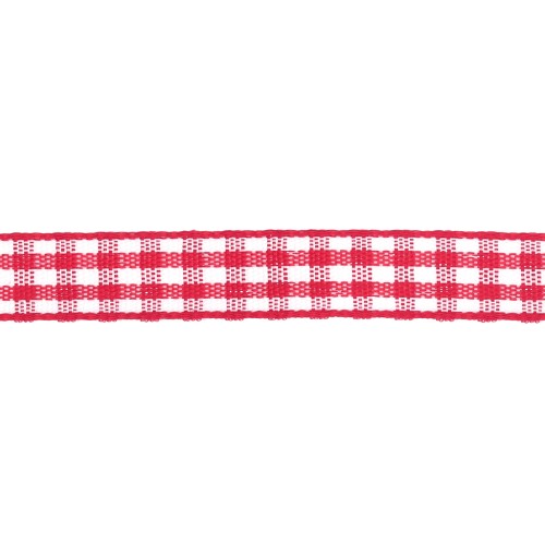 Ruban vichy 10 mm en polyester - Rouge - Blanc x1m