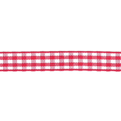 Ruban vichy 10 mm en polyester - Rouge - Blanc x1m