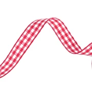 Ruban vichy 10 mm en polyester - Rouge - Blanc x1m