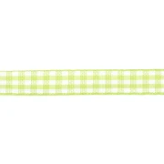 Ruban vichy 10 mm en polyester - Vert clair - Blanc x1m