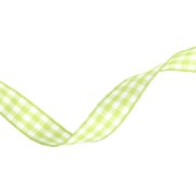 Ruban vichy 10 mm en polyester - Vert clair - Blanc x1m