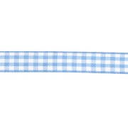 Blanc - Ruban vichy 10 mm en polyester - Bleu clair - Blanc x1m Ruban vichy 10 mm en polyester - Bleu clair - Blanc x1m