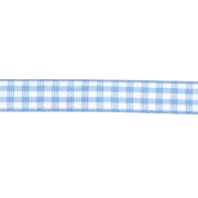 Ruban vichy 10 mm en polyester - Bleu clair - Blanc x1m