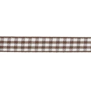 Ruban vichy 10 mm en polyester - Marron - Blanc x1m