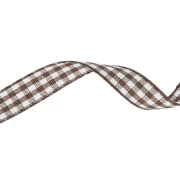 Ruban vichy 10 mm en polyester - Marron - Blanc x1m