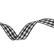 Ruban vichy 10 mm en polyester - Noir - Blanc x1m