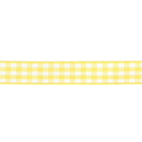 Ruban vichy 10 mm en polyester - Jaune - Blanc x1m