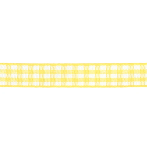 Ruban vichy 10 mm en polyester - Jaune - Blanc x1m