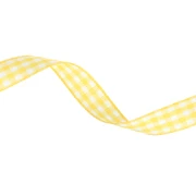 Ruban vichy 10 mm en polyester - Jaune - Blanc x1m