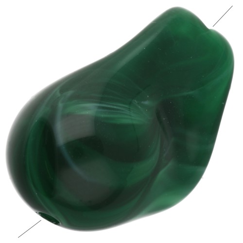 Perles irrégulières 21x15 mm en résine opaque - Marbré Vert foncé x10