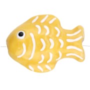 Perle poisson 27x20 mm en céramique - Jaune - Blanc x1