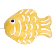 Perle poisson 27x20 mm en céramique - Jaune - Blanc x1
