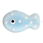 Perle poisson à pois 19x11.5 mm en céramique - Bleu ciel - Blanc x1