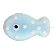 Perle poisson à pois 19x11.5 mm en céramique - Bleu ciel - Blanc x1