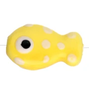 Perle poisson à pois 19x11.5 mm en céramique - Jaune - Blanc x1