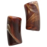 Perles tube incurvé 29x14 mm en acrylique opaque - Marbré Marron foncé - Beige x10
