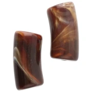 Perles tube incurvé 29x14 mm en acrylique opaque - Marbré Marron foncé - Beige x10