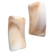 Perles tube incurvé 29x14 mm en acrylique opaque - Marbré Beige - Marron x10